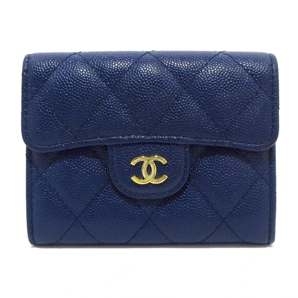CHANEL Matelasse - Navy Calfskin Coin Case Gold hardware 684-081425 - Picture 1 of 11